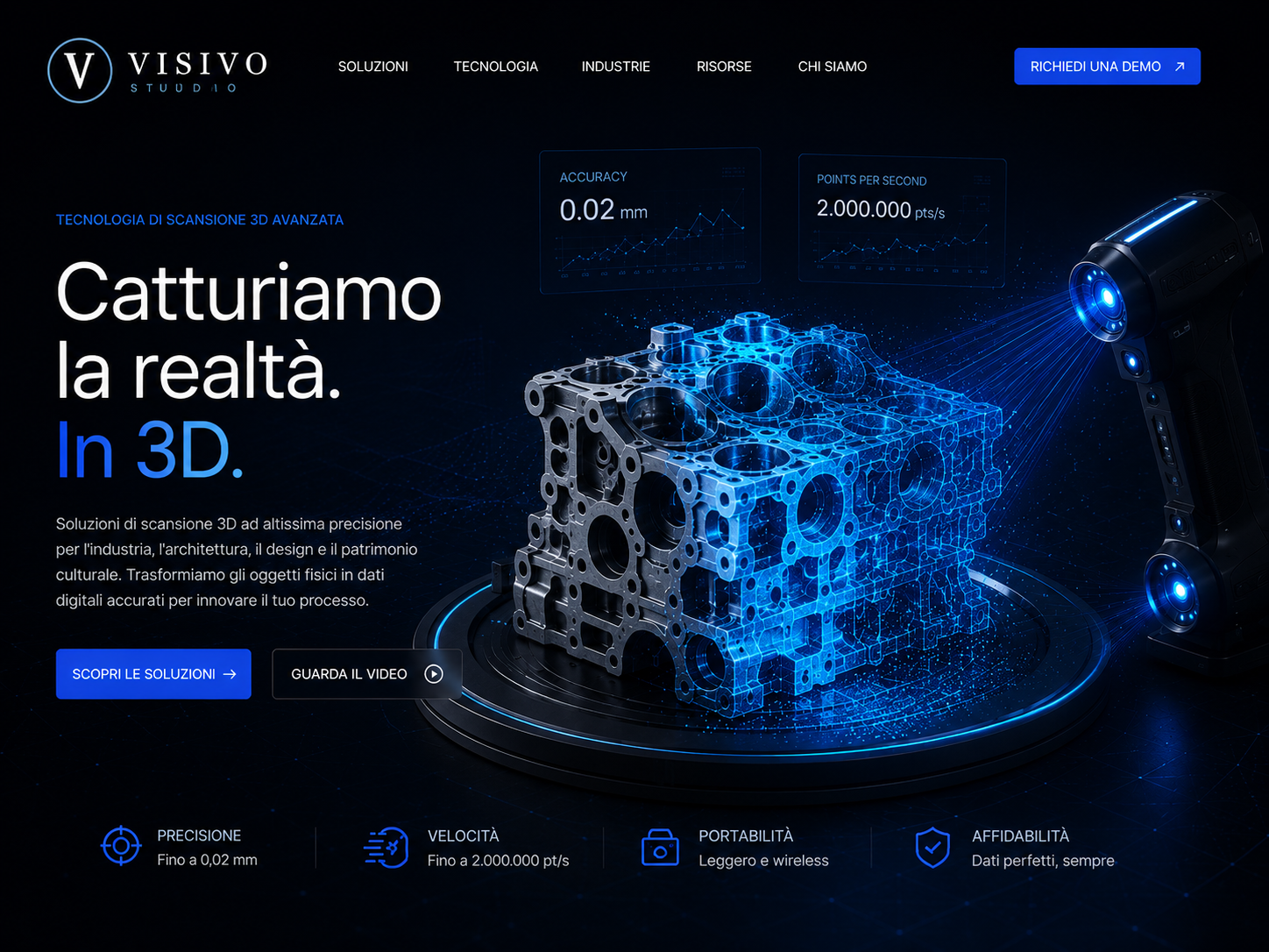 Hero page VISIVO per scansione 3D